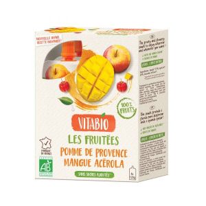 Vitabio Gourde Fruits Pomme Mangue Acérola BIO - 4 x 120 g