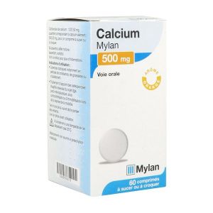 CALCIUM VIATRIS Comprimé à croquer ou à sucer 500 mg, flacon 60