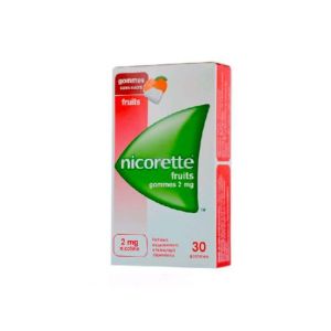 Nicorette Fruits 2 Mg Sans Sucre Gomme A Macher Medicamenteuse Edulcoree Au Xylitol Et A L'Acesulfame Potassique B/30