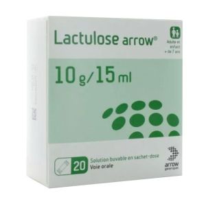 LACTULOSE ARROW Solution buvable 10 g/15 ml, boîte 20 sachets-dose 15 ml