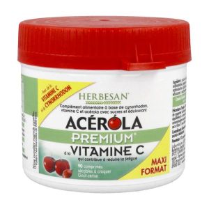 HERBESAN ACEROLA PREMIUM Comprimé à croquer, complément alimentaire riche en vitamine C, bt 90