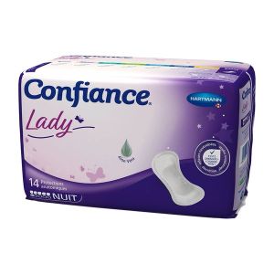 CONFIANCE LADY ABSORPTION 6 G NUIT PROTECTION ANATOMIQUE Protection anatomique hypoallergénique pour incontinence urinaire, femme, nuit, sac 14