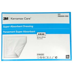 KERRAMAX CARE Pansement hydrocellulaire superabsorbant, non adhésif, stérile, 10 cm x 10 cm (ref. PRD500-050), bt 10