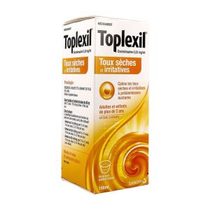 TOPLEXIL Sirop 0,33 mg/ml, boîte 1 flacon 150 ml avec gobelet doseur gravé 2,5 ml, 5 ml et 10 ml