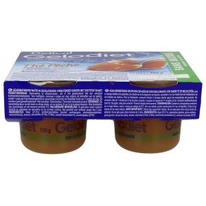 DELICAL GELODIET EAUX GELIFIEES AVEC EDULCORANT Denrée alimentaire destinée à des fins médicales spéciales, saveur thé pêche, 120 g x 4