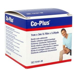 CO PLUS Bande de contention cohésive, force 1, 20 cN/cm à 45 cN/cm, élastique 1 sens, chair, 3 m x 7 cm (ref. 66320197), unité