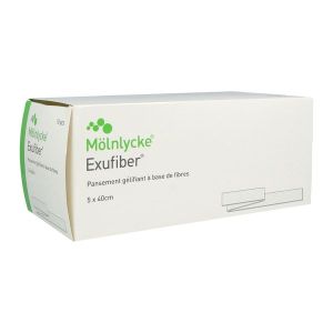 EXUFIBER Mèche, pansement gélifiant à base de fibre, stérile, 5 cm x 40 cm (ref. 709919), bt 16