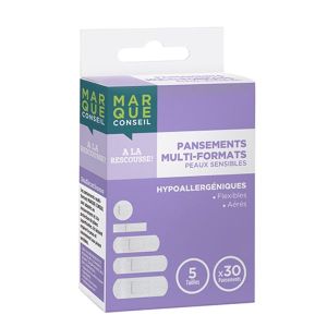MARQUE CONSEIL PANSEMENTS MULTI - FORMATS Pansement adhésif, prédécoupé, aéré, pour peau sensible, bt 30