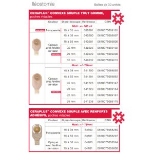 MODERMA FLEX CERAPLUS CONVEXE SOUPLE POCHE OUVERTE MAXI Poche vidable opaque, 1 pièce, protecteur convexe souple à découper, diamètre 15 mm à 55 mm (ref. 541201), bt 30