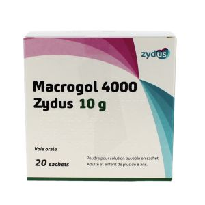 MACROGOL 4000 ZYDUS Poudre pour solution buvable 10 g, boîte 20 sachets 10 g