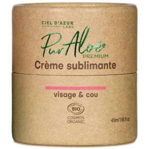 Pur'Aloe Crème Sublimante Visage et cou Aloé Vera Premium BIO - Pot 45ml