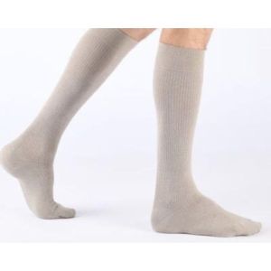 LEGGER 2 HOMME CASUAL COTON Chaussette médicale de contention classe 2, côtelée, pour homme, noir, long, taille 3, paire