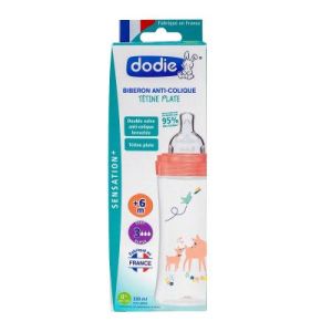 Dodie Biberon Triangulaire En Pp Tetine Plate Debit 3 Jardin 330 Ml Rose 1
