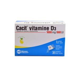 Cacit Vitamine D3 1 000 Mg/880 Ui (Carbonate De Calcium Cholecalciferol) Granules Effervescents Pour Solution Buvable 8 G En Sachets B/30