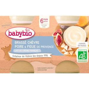 Babybio Brassé au lait de chèvre Poire et Figue de Provence BIO - pots 2 x 130 g