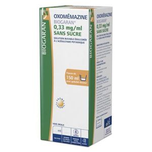 OXOMEMAZINE BIOGARAN SANS SUCRE Solution buvable édulcorée à l'acésulfame potassique 0,33 mg/ml, flacon 150 ml avec gobelet doseur