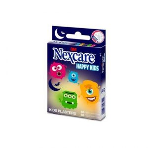 Nexcare Happy Kids - Pansements Monstres 2 Tailles (10 Pans 19*72Mm + 10 Pans 25*72Mm) Boite 20