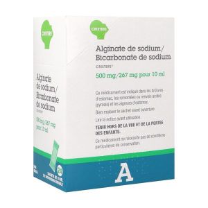 Alginate De Sodium /Bicarbonate De Sodium Cristers 500 Mg/267 Mg Pour 10 Ml Suspension Buvable En Sachet B/24