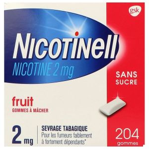 Nicotinell Fruit 2 Mg Sans Sucre (Nicotine) Gommes A Macher Medicamenteuses Sous Plaquettes Thermoformees (Pvc/Pvdc/Aluminium) B/204