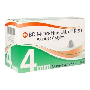 BD MICRO - FINE ULTRA PRO Aiguille pour stylo injecteur, stérile, G32, 0,23 mm x 4 mm, bt 100