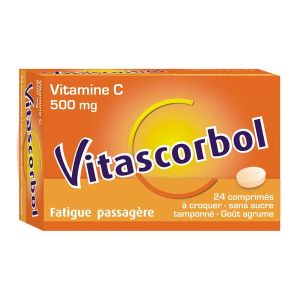 VITASCORBOL SANS SUCRE TAMPONNE 500 mg, 24 comprimés à croquer