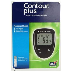 Contour Plus Set D'Autosurveillance De La Glycemie : Lecteur+Autopiqueur+10 Lancette+10 Bd 1