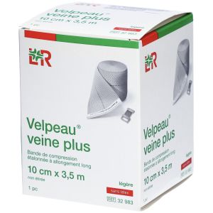 VELPEAU VEINE PLUS Bande de compression, force 2, étalonnée, élastique tous sens, sans latex, 5 m x 10 cm (ref. 32986), unité