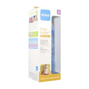 MAM EASY ACTIVE BIBERON Biberon à vis complet, 2ème âge, débit X, coloré, 330 ml, bleu, garçon, unité