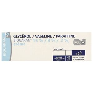 GLYCEROL VASELINE PARAFFINE BIOGARAN Crème dermique 15 %/8 %/2 %, tube 250 g
