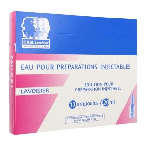 EAU POUR PREPARATIONS INJECTABLES LAVOISIER Solution pour préparation injectable, boîte 10 ampoules 20 ml