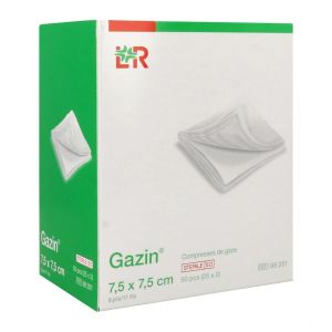 Compresses stériles - GAZIN - 7,5 x 7,5 cm - 25 sachets de 2 compresses