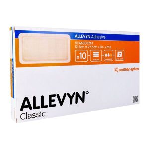 ALLEVYN ADHESIVE Pansement hydrocellulaire à bords adhésifs, stérile, très absorbant, 12,5 cm x 22,5 cm (ref. 66000744), bt 10
