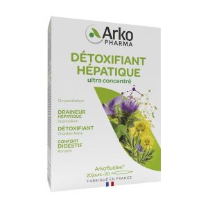 ARKOFLUIDES DETOXIFIANT HEPATIQUE Ampoule, complément alimentaire à base de plantes, bt 20