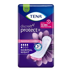 TENA DISCREET NORMAL NIGHT Serviette hygiénique fine pour incontinence urinaire de nuit, femme, sachet 10