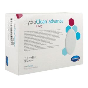 HYDROCLEAN ADVANCE CAVITY Pansement hydrogel irrigoabsorbant pour plaie profonde, prêt à l'emploi, ovale, 4 cm x 8 cm (ref. 609164), bt 10