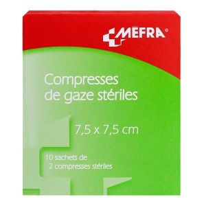Mefra Compresse De Gaze Sterile 7,5Cm*7,5Cm (10 Sach De 2 Compresses) 10