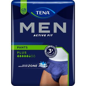 TENA MEN ACTIVE FIT PLUS Slip absorbant jetable pour incontinence urinaire modérée à forte, pour homme, large (ref. 772608), sac 8