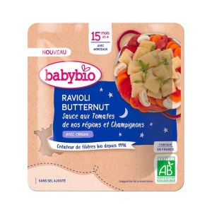 Babybio Menu ravioli butternut sauce tomate de nos régions champignons - dès 15 mois 190 g