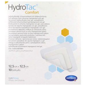 HYDROTAC COMFORT Pansement hydrocellulaire, hydroapaisant, à bords adhésifs, 12,5 cm x 12,5 cm (ref. 685815), bt 10