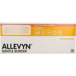 ALLEVYN GENTLE BORDER Pansement hydrocellulaire à bords adhésifs, stérile, très absorbant, 10 cm x 30 cm, bt 10