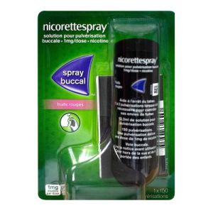 Nicorette Spray Fruits Rouges 1 Mg/Dose Solution Pour Pulverisation Buccale 1 Flacon(S) Polyterephtalate (Pet) De 13,2 Ml Avec Pompe Avec Distributeur