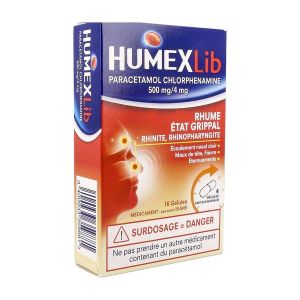 Humexlib Paracetamol Chlorphenamine 500 Mg/4 Mg Gelule B/16