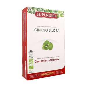 Superdiet Ginkgo Biloba Bio - coffret 20 ampoules de 15 ml