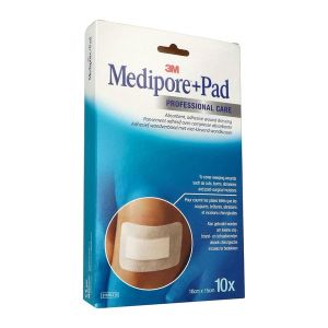 MEDIPORE + PAD Pansement absorbant, stérile, adhésif 4 côtés, 10 cm x 15 cm, bt 10
