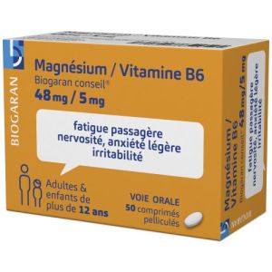 Magnesium/Vitamine B6 Bgr Cons 48 Mg/5 Mg Comprime Pellicule B/50