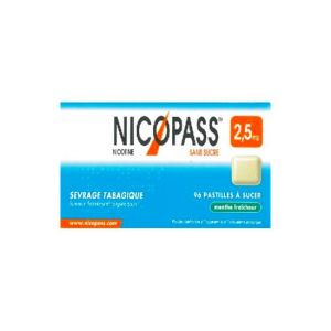NICOPASS MENTHE FRAICHEUR (nicotine) 2,5 mg SANS SUCRE pastille édulcorée à l'aspartam et à l'acésul