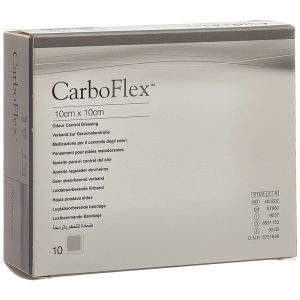 CARBOFLEX Pansement hydrofibre au charbon actif, antiodeur, stérile, 10 cm x 10 cm (ref. 403202), bt 10