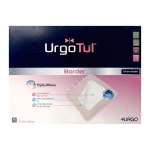 URGOTUL BORDER Pansement hydrocellulaire adhésif, matrice TLC micro-adhérente, bord siliconé, 15 cm x 20 cm, bt 10