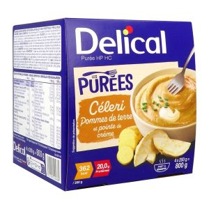 DELICAL LES PUREES Denrée alimentaire destinée à des fins médicales spéciales, céleri, 200 g x 4