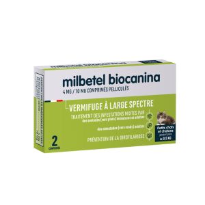 MILBETEL BIOCANINA 4MG/10MG COMPRIMES PELLICULES POUR PETITS CHATS PLAQ TFOR 2